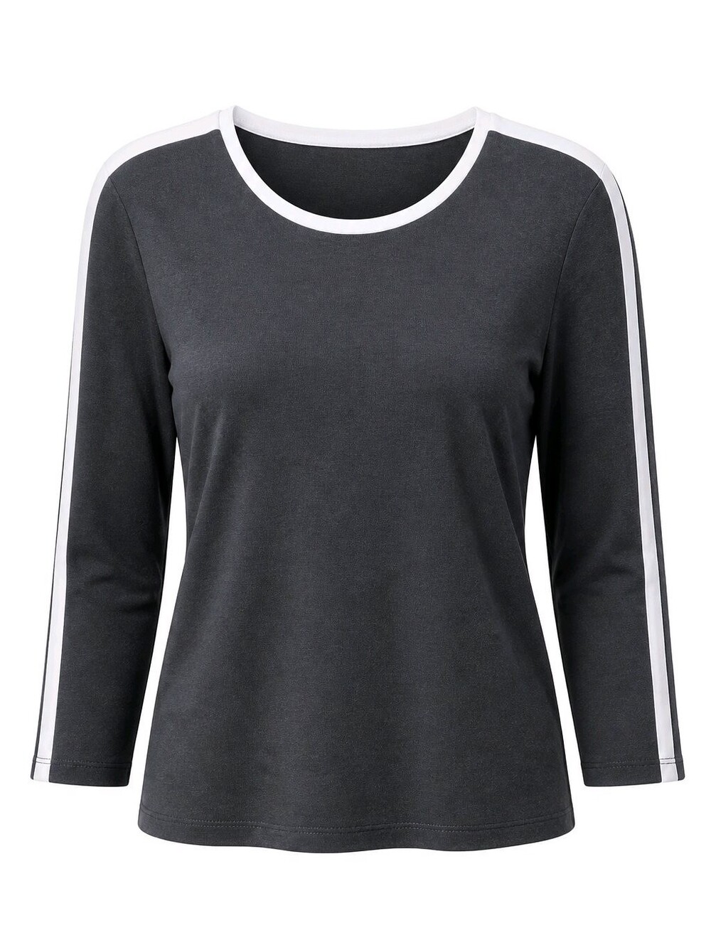 Tahari NWT Women's Black Crewneck Stripe Sleeve Top SZ XL